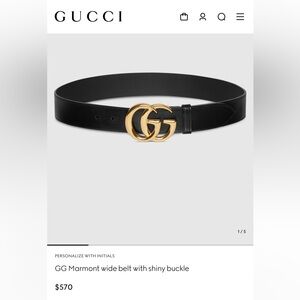Authentic Gucci GG Marmont Black Leather Belt with Gold GG Buckle - size 110 cm